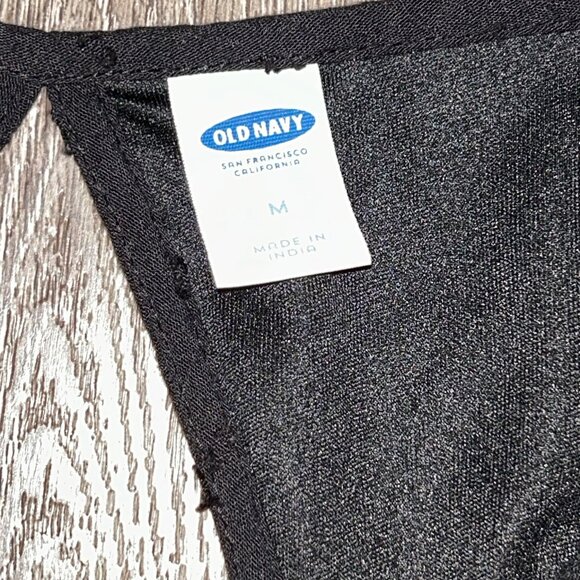 Old Navy Maxi Dress Womens Medium In Black Sleeveless Textured Ruffles - Picture 3 of 5